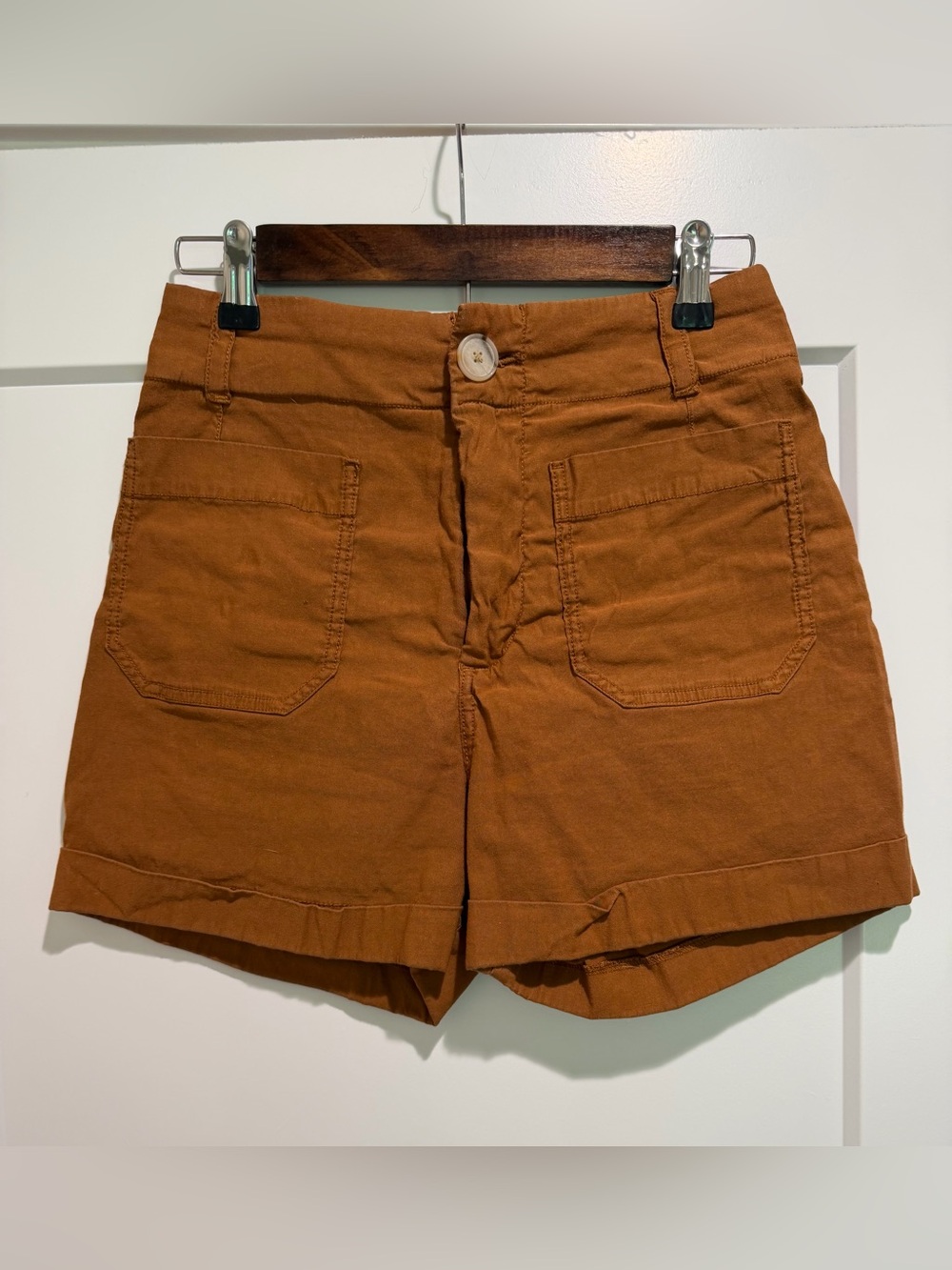 Anthropologie High-Waist Cotton Shorts in Rust size 27
